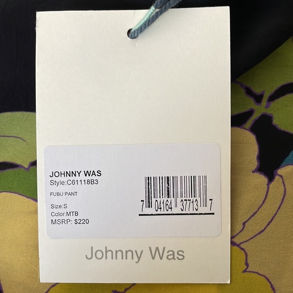 JOHNNY WAS black with floral sheer pants in size S, NWT - Picture 8 of 11